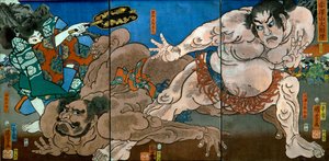 Grand Sumo Tournament på Mount Akazawa (Akazawayama Ōzumō) af Utagawa Kuniyoshi