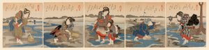 Low Tide at Susaki - A Set of Five (Shiohi goban no uchi) af Utagawa Kuniyoshi
