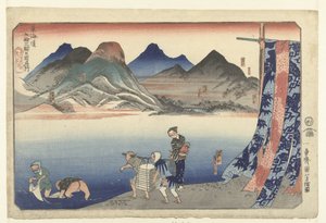 Narumi til Chiriyu Flere berømte steder langs Tokaido på én gang (serietitel) Tokaido gojusan eki goshuku meisho (serietitel på objekt) af Utagawa Kuniyoshi
