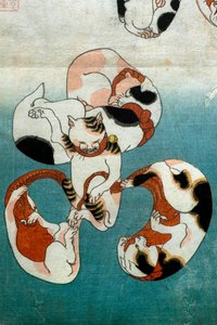 Octopus Series Katte danner skriftlige karakterer (Neko no ateji), ca. 1842 af Utagawa Kuniyoshi