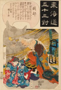 Okabe: historien om kattestenen, 1845 af Utagawa Kuniyoshi