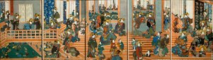 Udsigt ovenfra over Kado-Ebiya ovenpå af Utagawa Kuniyoshi