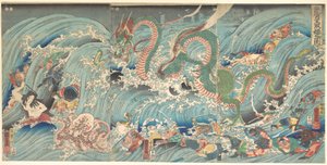 Genindvindingen af den stjålne juvel fra Dragekongens palads af Utagawa Kuniyoshi