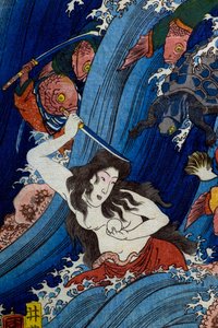 Tamatori-hime stjæler den hellige juvel fra Dragon Palace (Ryūgū Tamatori-hime no zu) af Utagawa Kuniyoshi