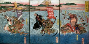 Straf ved Uji-floden (billede af slaget ved Ujigawa), ca. 1831-32 af Utagawa Kuniyoshi
