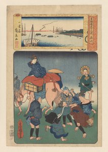 Stationen Shinagawa (titel på objekt) De 53 stationer på Tokaido-vejen (serietitel på objekt) af Utagawa Kuniyoshi
