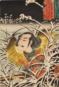 Træbloktryk - Lingering Snow af Ishiyama Ishiyama Bosetsu, 1800-tallet af Utagawa Kuniyoshi