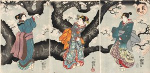 Yoru no sakura [Cherry Blossoms at Night], ca. 1846 (træbloktryk) af Utagawa Kuniyoshi