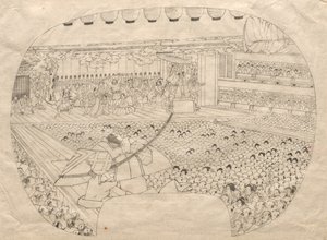 Kabuki-teatrets interiør. af Utagawa Sadahide