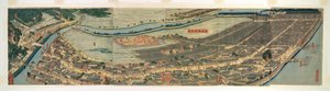 Levi tilbage d Panorama ikke c Udsigt over Yokohama (genstartet Yokohama Prefectural Police) af Utagawa Sadahide