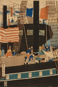 Vestlige handlende læsser last i Yokohama, 1861