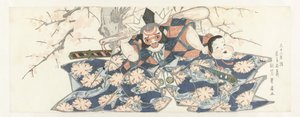 En kriger, der holder en støder af Utagawa Toyohiro