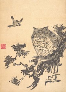 Ugle og to svaler. af Utagawa Toyohiro