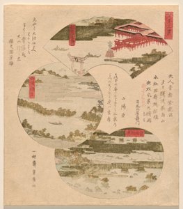 Tre udsigter over Japan (Nihon sankei), med Miyajima i Aki (Aki no Miyajima), Bridge to Heaven (Tango Hashidate) (almindeligvis Ama no Hashidate) og Pine Islands i O?shu? (O?shu? Matsushima) af Utagawa Toyohiro