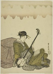 Kvinde, der spiller shamisen, fra en unavngiven serie af kvinder i fritiden