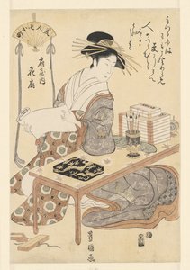 Kurtisane Ogiya fra Hanaogi-huset Ogiya uchi hanaogi (titel på objekt) Skønheder som de syv Komachi (serietitel) Bijin nana Komachi (serietitel på objekt)