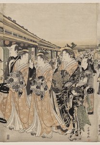 Kurtisaner, der promenerer på Nakanochō af Utagawa Toyokuni