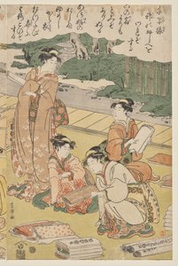Kvinder laver tøj af Utagawa Toyokuni