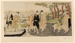 Indsamling af skaldyr ved lavvande af Utagawa Toyokuni I