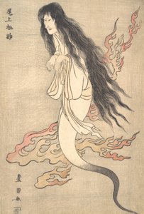 Onoe Matsusuke som spøgelsen af den myrdede hustru Oiwa, i A Tale of Horror from the Yotsu..., 1812.