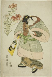 Pinks: sygeplejerske og baby, fra en unavngiven serie af skønheder og blomster af Utagawa Toyokuni I