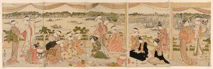 Koncert på en veranda med udsigt over Sumida-floden af Utagawa Toyokuni I