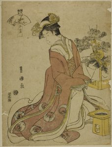 Den første måned (Sho gatsu), fra serien "Fashionable Twelve Months (Furyu junikagetsu)" af Utagawa Toyokuni I