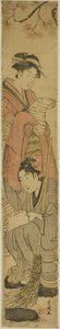 Ungt par som Kanzan og Jittoku af Utagawa Toyokuni I