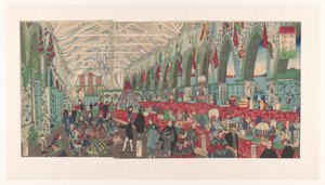 een forren d eng ls hande l shuis i yokohama Yokohama Igirisu Shokan Haneizu af Utagawa Yoshiiku