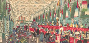 "The Flourishing of an English Trading Firm in Yokohama", 9. måned, 1870. af Utagawa Yoshiiku