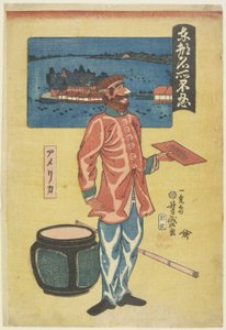 American at Shinobazu, 1861 (træbloktryk i farver)