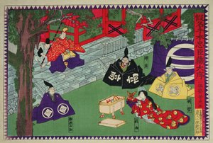Scene fra 1. akt af et kabuki-skuespil, 