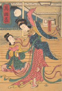 To kinesiske kvinder, 12. måned, 1860. af Utagawa Yoshitora
