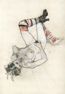 Sensuel figur med stribede sokker af Ute Rathmann