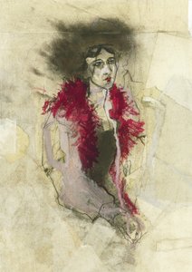 Stiliseret figur med udtryksfulde penselstrøg af Ute Rathmann