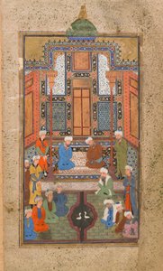 Paladsscene i en Tuhfat al-Ahrar (De fries gave) Bukhara, Usbekistan, usbekisk periode, ca. 1540 (ugennemsigtig akvarel, blæk og guld på papir)