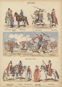 Spahis, kolonisoldater fra den franske hær (farve litho)