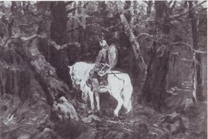 I tanke  (En ridder til hest kommer ind i en tæt skov) af V.Vasnetsov