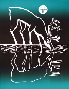 Drinking Caribou, 2018 (blæk på papir) af Vadym Vaskovsky