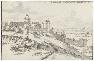Udsigt over Valkhof og Belvedere ved Nijmegen af Valentijn Klotz (possibly)