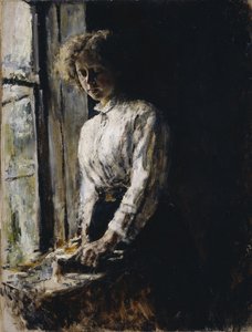 Ved vinduet. Portræt af Olga Fyodorovna Trubnikova, 1886 af Valentin Aleksandrovich Serov