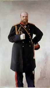 Portræt i fod af Alexander III (1845-1895), Ruslands kejser Maleri af Valentin Serov (1865-1911) 1895 St. Petersborg. Chateau De Peterhof - Portræt i fuld længde af Alexander III (1845-1895), Ruslands kejser. Maleri af Valentin Serov (1865-1911) af Valentin Aleksandrovich Serov