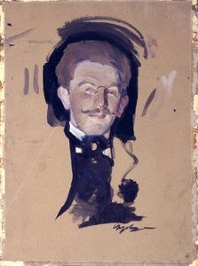 Portræt af kunstneren Leon Bakst (Lev Rosenberg af Valentin Aleksandrovich Serov