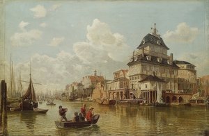 Træhuset ved havnen i Hamborg. 1850