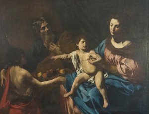Hellig familie med den unge Johannes Døberen af Valentin de Boulogne