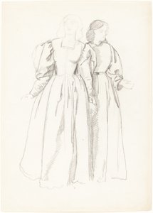 Studie af to unge kvinder [recto] af Valentine Cameron Prinsep