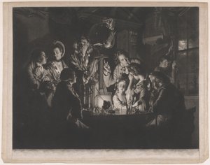 En filosof, der viser et eksperiment på luftpumpen af Valentine Green