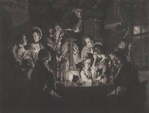 En filosof der viser et eksperiment på luftpumpen, 1769. af Valentine Green