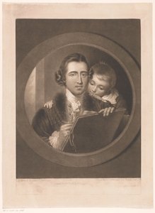 Portræt af kunstneren Benjamin West med sin søn Raphael af Valentine Green