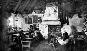 Interiør af et husmandshus, Shetland, Skotland, 1924-1926.